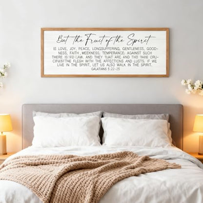 The Fruit of the Spirit Rustic Bible Verse Framed Wall Art - color: Natural Frame, style: The Fruit of the Spirit