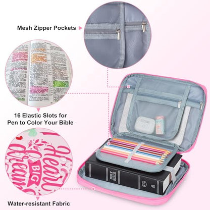 ICOSY Bible Cover, Church Bag for Women and Girls - color: Light Pink