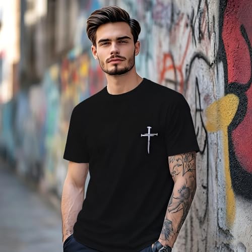 Christian Jesus Shirts for Men Inspirational Bible Verse Faith Graphic Tees - color: Black2, size: Medium