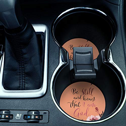 , Christian Bible Psalm 46:10 Design Absorbent ROUND Fabric Felt Neoprene Car Coasters for Drinks, 2pcs Set - color: Christian Bible Psalm 46:10