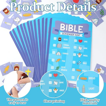 Epakh 15 Pcs Bible Scavenger Hunt Game Card 12 Bible Games Board 3 Holy Character Boards for Jesus Christian Sunday School Vacation Church Religious Activity Family Open Day Party Catholic Gifts