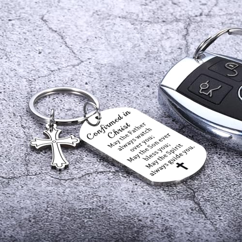 Confirmation Gifts for Teenage Girls Boys Confirmation Sponsor Gift for Women Men Catholic Teen Boys Girls Faith Fathers Day Religious Bible Verse Keychain Baptism 1st Communion Easter Basket Stuffers