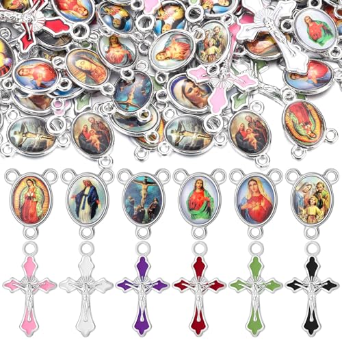 Trnayi 200 Pcs Rosary Making Kits Cross Center Medal Charm, Classic - style: Classic