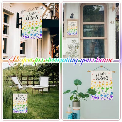 Love Wins Pride Garden Flag 12x18 Double-Sided Rainbow LGBTQ Outdoor Banner - color: love 12x18