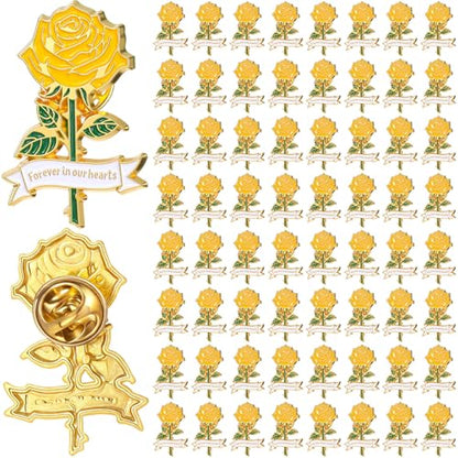 Misdary Funeral Favors Guest Memorial Rose Pin - color: Yellow