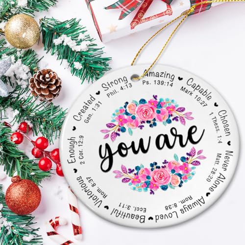 Christian Christmas Ornaments 2026,Religious Ornament for Christmas Tree, Ceramic Ornaments with Bible Verse - Christian for Women Faith - color: Christian