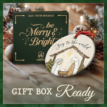 Christmas Nativity Scene Ornament, Joy to The World Xmas Decorations