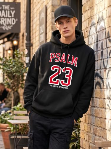 Tewmeu Christian Hoodies for Men Christian Jersey Bible Verse Sweatshirt - color: Black, size: Medium