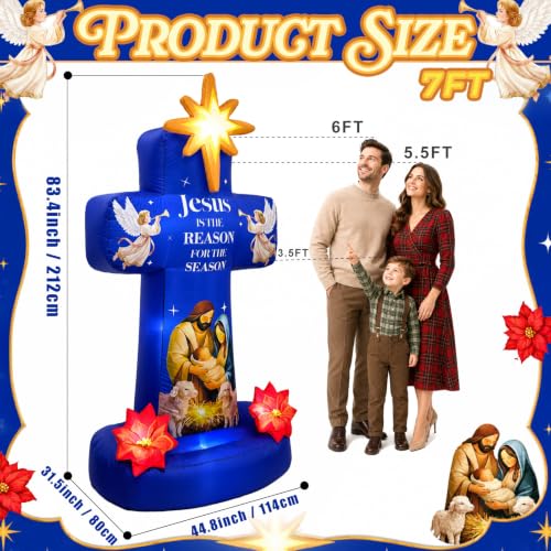 7 FT Christmas Inflatables, Nativity Scene Outdoor Christmas Decorations