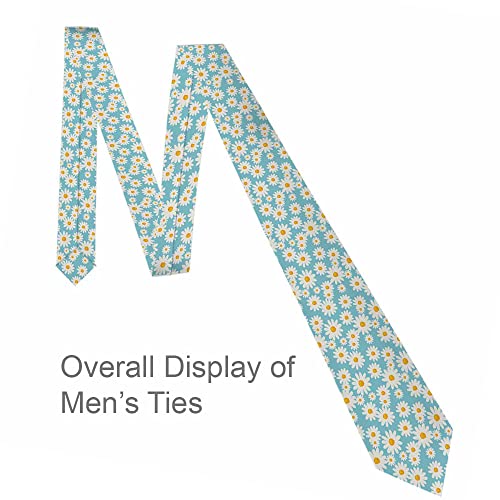 Love Red Heart Men's Tie Romantic Valentines Day Men's Necktie Ties for Mens Daily Wedding Party Business - color: White Daisy Flower