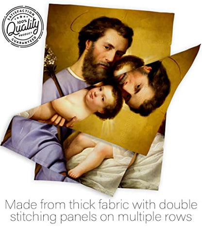 St. Joseph And Infant Jesus Flag Religious Tapestry Faith Hope Grace Religion House Wall Poster ReligionHome Decor Easter Decoration Garden Banner Small Holy Week Grave Yard Sign Christian Gifts Made In USA