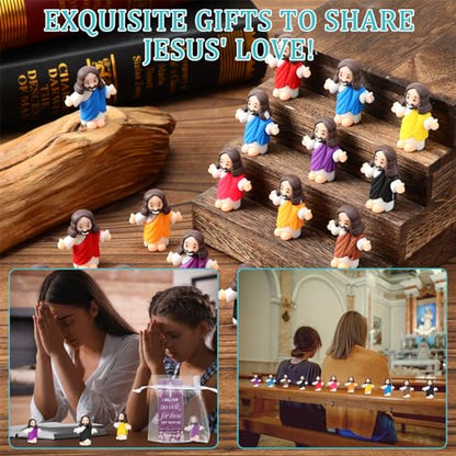 Barydat 100 Sets Mini Jesus Figurines Bulk Easter Gift Little Jesus Figures Tiny Toys Christ Savior Doll with Cards Bags for Religious Party Favors Sunday School Baptism Gift(Classic Style) - style: Classic