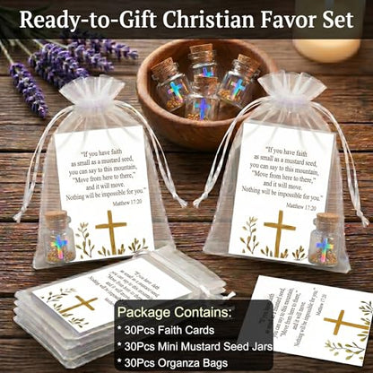 Christian Faith Favors bulk gifts - Mini Glass Bottle Keepsakes - color: White-Cross-30Pcs