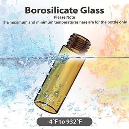 FOUR E'S SCIENTIFIC 1 Dram Amber Glass Vials, 4ml Sample Vials 100 Pack - size: 4ml Amber