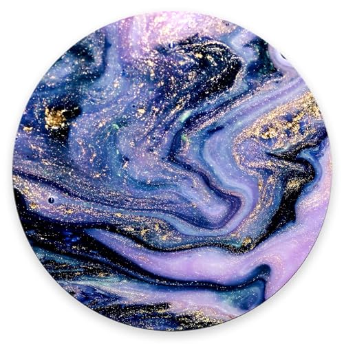Mouse Pad, Purple Marble Pattern Mouse Pad, Washable Round Cloth Mousepad for Office Laptop, Non-Slip Rubber Base for Wireless Mouse for Computer Desk 7.9×7.9×0.12 inches - color: Purple Marble Pattern