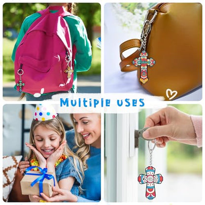Cute Keychain Bulk,Cute Key Chain for Car Keys Purse Bag Rewards - color: Cross-20