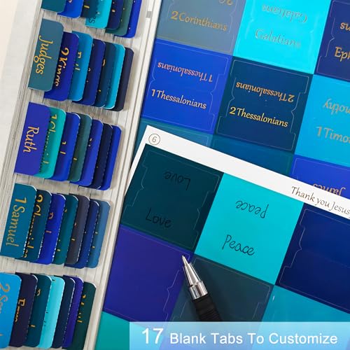 Vorscrin-Laminated Bible Tabs for Women and Men, Gold Foil Lettering Design, Reposition and Large Print Stickers, Bible Study Supplies, 90 Chapters Labels for Easy Navigation(Blue) - color: Blue