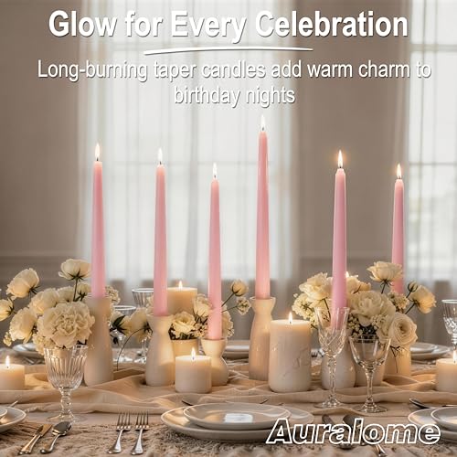 Pink Taper Candles 10-Inch - Pink Candlesticks 12 Pack Dripless Tapered Candle Unscented Tall Smokeless Long Burning Candle Sticks Paraffin Wax for Weddings Valentine’s Day Dinner - color: 12-Pink, size: 12 Pcs