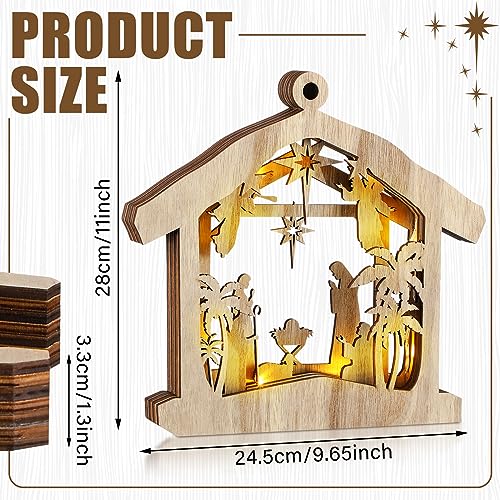 Bucherry Wooden Nativity Scene Christmas Tabletop Ornament,Hut - style: Hut