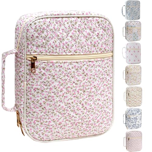 Bible Cover for Women (Mini Pink Flower, Large) - color: A6 Mini Pink Flower