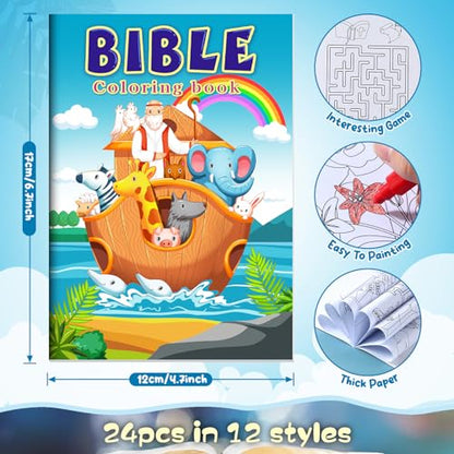 BenLouis 60Pcs Christian Mini Coloring Books Bulk for Kids Party Favors - style: Christian