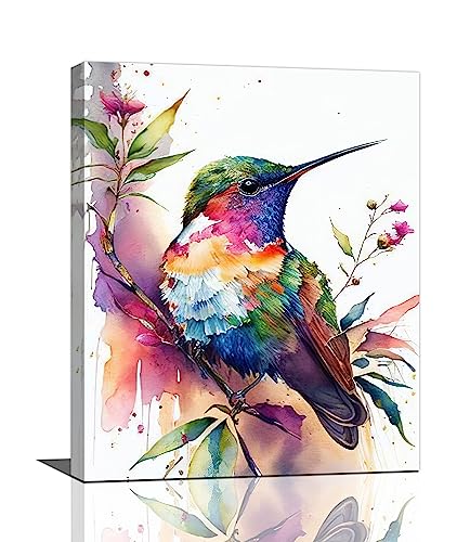 Yibuda Country Hummingbird Floral Wall Decor Colorful Flower Bird Pictures Art Watercolor Canvas Print Painting Framed Modern Home Artwork Decorations For Bedroom Kitchen Office 16''x20'' - color: Hummingbird, size: 20"L x 16"W