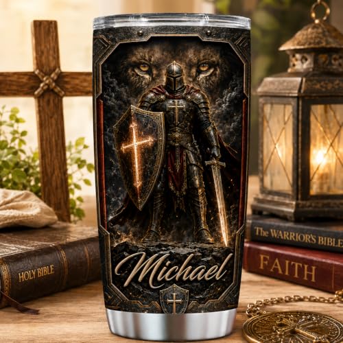 Personalized Christian Gifts For Men - Religious Man Of Faith Warrior Christ Tumbler V13 - A Child Of God Bible For Dad, Husband, Grandpa on Fathers Day, Christmas, Birthday - color: CH-VAR-13