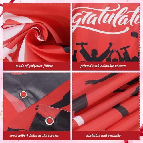 WovWeave Class of 2026 Graduation Photo Booth Frame 71x39 Inch - Red Black Large Fabric Selfie Backdrop Props for High School College Grad Party Decorations Indoor Outdoor Picture Background - style: Red Black Grad