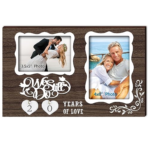 EXQUIDECA We Still Do Double Picture Frame Holds 4X6 Inches and 3.5X5 Inches,1-99 Years of Love Anniversary Wedding Marriage Blessing Gifts for Couples - color: black - we still do frame