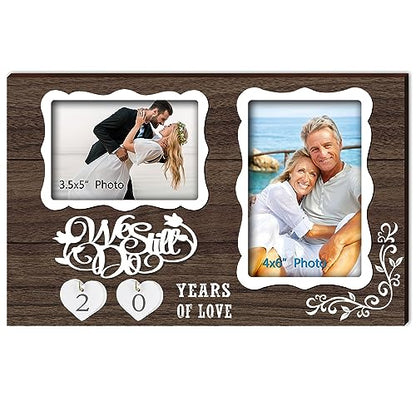 EXQUIDECA We Still Do Double Picture Frame Holds 4X6 Inches and 3.5X5 Inches,1-99 Years of Love Anniversary Wedding Marriage Blessing Gifts for Couples - color: black - we still do frame