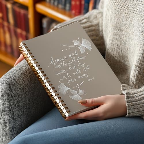 Christian Notebook Journal - Christian Gifts for Women, Inspirational Bible Journal Notebooks for Note Taking, Bible Study, Prayer & Church Notes, A5 Spiral Notebook (Ginkgo leaves) - color: Ginkgo leaves