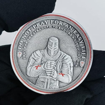 Christian Warrior Challenge Coin - The Knight Templar Coin Red Cross Religious Collection Coin