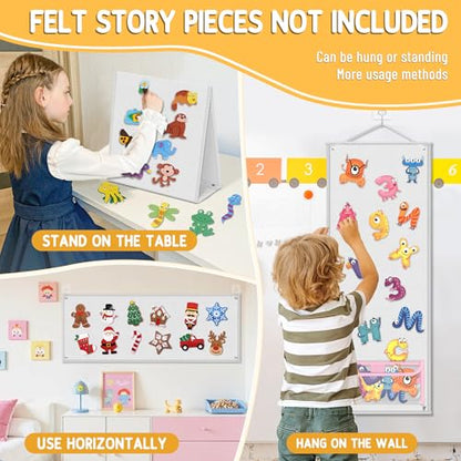 AKAYOK Foldable Felt Board for Toddlers, Double-Sided Flannel Board, White - color: 33" x 12"-Foldable & Expands-White