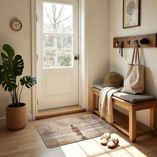 Bless this Home Decorative Indoor Outdoor Doormat,House Warming Gifts Front Door Mat 17x30 Inch Religious Decoration Welcome Mat - for Home Entrance, Outside Entry, Yard, Floor, Patio（white 01） - color: 17 Doormat B