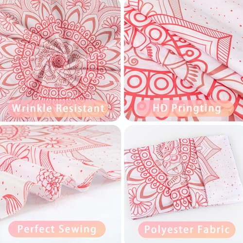 Apdidl Pink Boho Wall Tapestry for Bedroom,Mandala Bohemian Tapestries Girl - color: Boho Pink Tapestry, size: 90"L x 71"W