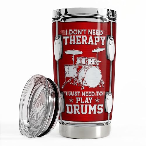 SANDJEST Drummer Tumbler 20oz Stainless Steel Insulated Tumblers Drum Coffee Travel Mug Gift for Drummers - color: Drummer