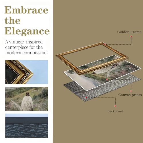 Gold Framed Jesus Shepherd Wall Art Jesus Leaves the 99 Sheep 12x16in - color: Gold Framed-06, size: 16"L x 12"W