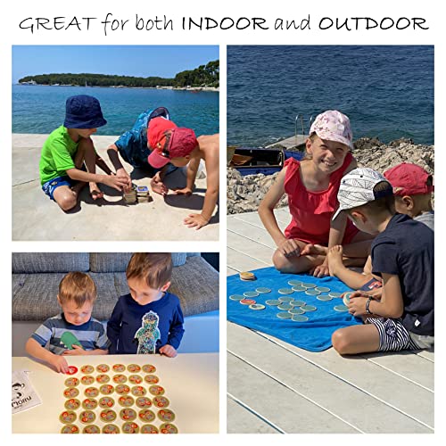 Montessori-Inspired Wooden Matching Game for Toddlers 2-4 Years - Durable, Scratch-Resistant 36 Card Set, Includes Carry Bag - Memory Game for Toddlers 2-4 Years - Cognitive Verbal Skills Development - size: Animals 36 cards