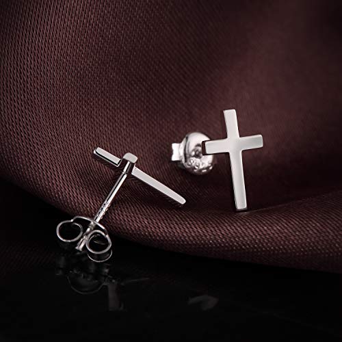 Han han 925 Sterling Silver Cross Earrings for Women and Men - style: C-Cross stud earrings