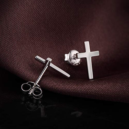 Han han 925 Sterling Silver Cross Earrings for Women and Men - style: C-Cross stud earrings