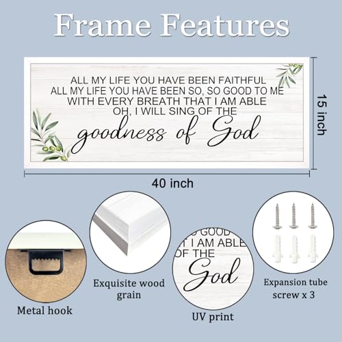 Foutcheou Goodness of God Christian Wall Decor, 40''×15'', White - color: Goodness of God White, size: 40"L x 15"W