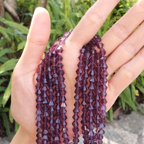 250pcs Czech 6mm (0.24 Inch) Faceted Bicone Crystal Glass Loose Beads Spacer Bulk Amethyst Purple for DIY Craft Jewelry Making CCB627 - color: Amethyst, size: 6mm - 250pcs