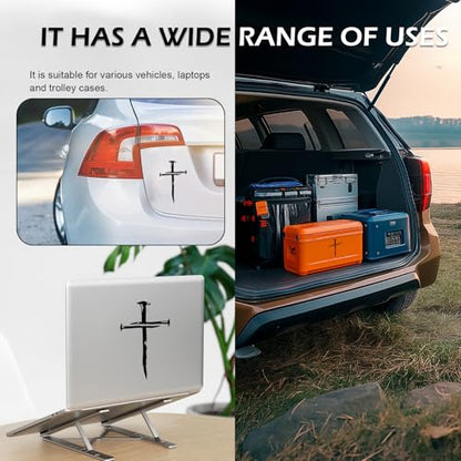 Christian Cross of Nails Sticker, Waterproof Bumper Cross Vinyl Decal for Car Truck Window Motorcycle Helmet Laptop Wall, Auto Accessories (Black) - color: Black