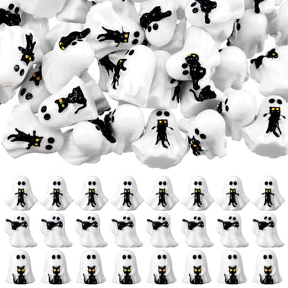 50 Pcs Mini Halloween Ghost Figurines Tiny Resin Ghosts with Black Cat - style: Ghost