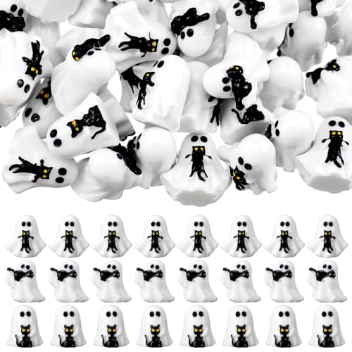 50 Pcs Mini Halloween Ghost Figurines Tiny Resin Ghosts with Black Cat - style: Ghost