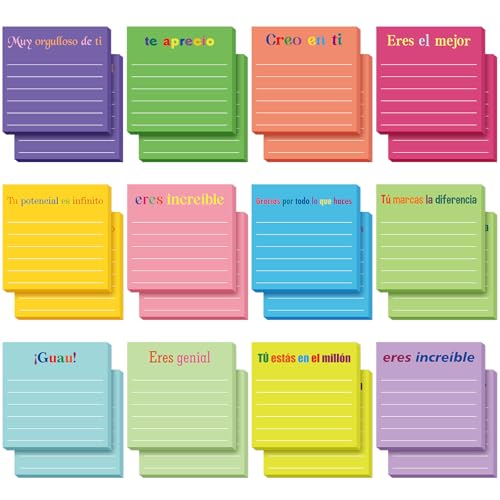 Yinder 24 Pcs Inspirational Sticky Notes Gifts, Appreciation, Spanish - color: Spanish, size: Appreciation