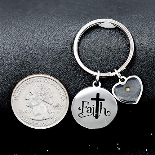 Uloveido Stainless Steel Faith Cross Keychain & Jesus Loves Me Christian Keyring Mustard Seed Charms Religious Jewelry - style: Classic