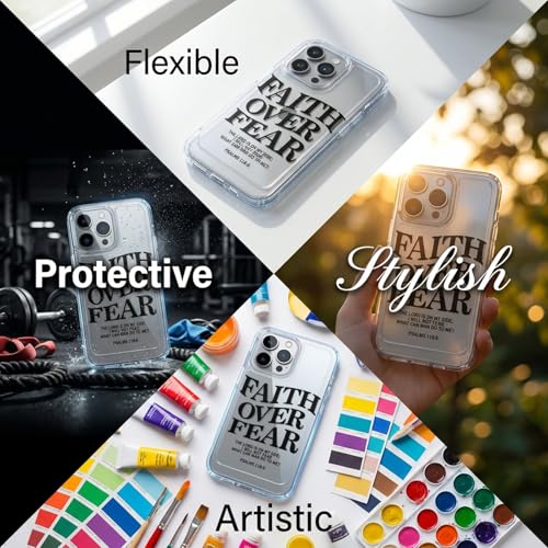 Bible Phone Case Faith Over Fear Christian Bible Verse Psalms 118:6- TPU Frame Full-Body Protective Cover for iPhone 17/16/15/14/13 Pro Max, Pro, Plus - IP 15 Plus Clear - color: Clear, size: iPhone 15 Plus