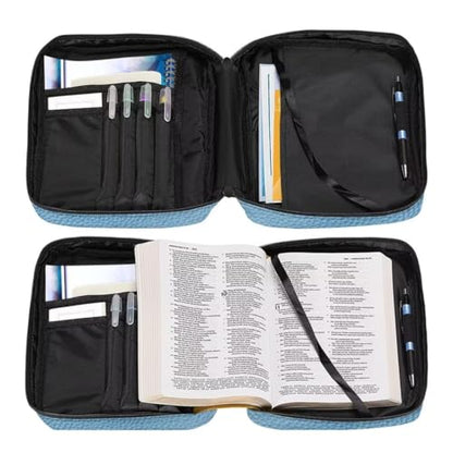 Coldinair Floral Cross Bible Cover for Women,Canvas Carrying Book Case Church Bag Bible Holder with Handle and Zippered Pocket - color: Floral Cross