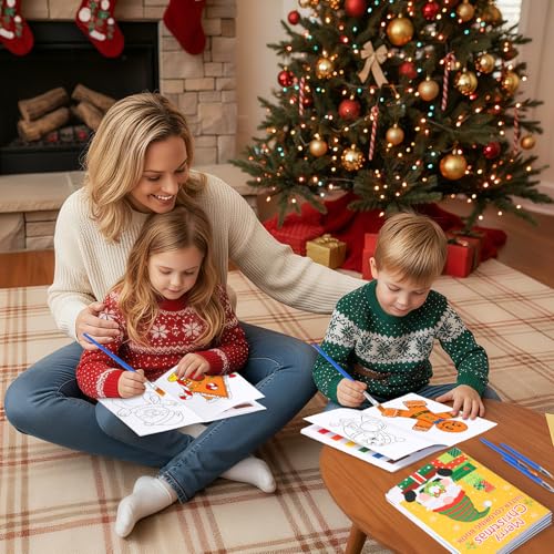 Kosiz 24 Pack Christmas Coloring Books with Brushes, Xmas Party Favors - style: Christmas Coloring